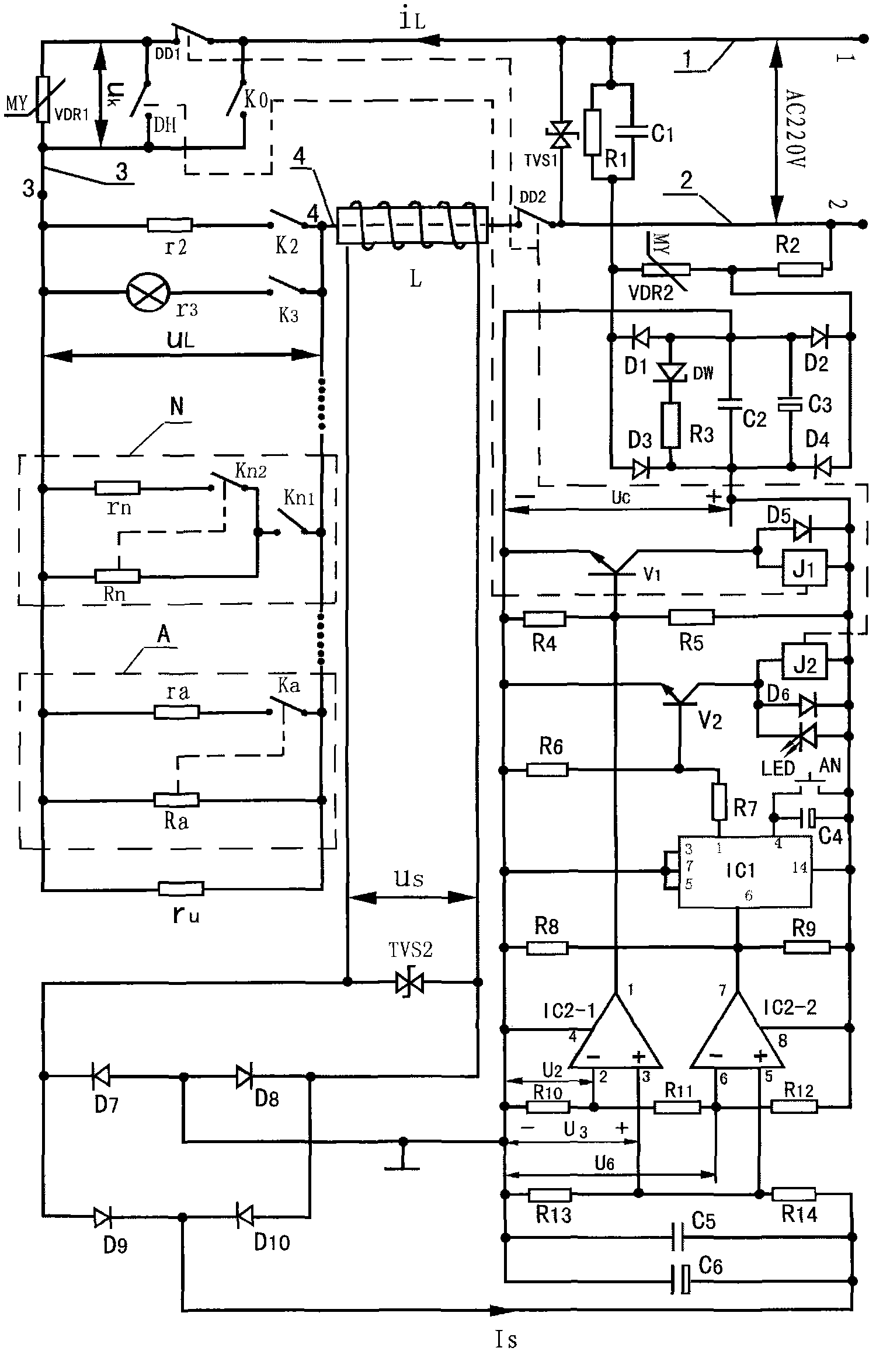 Automatic household power supply switch having electricity limiting function and anti-lightning function