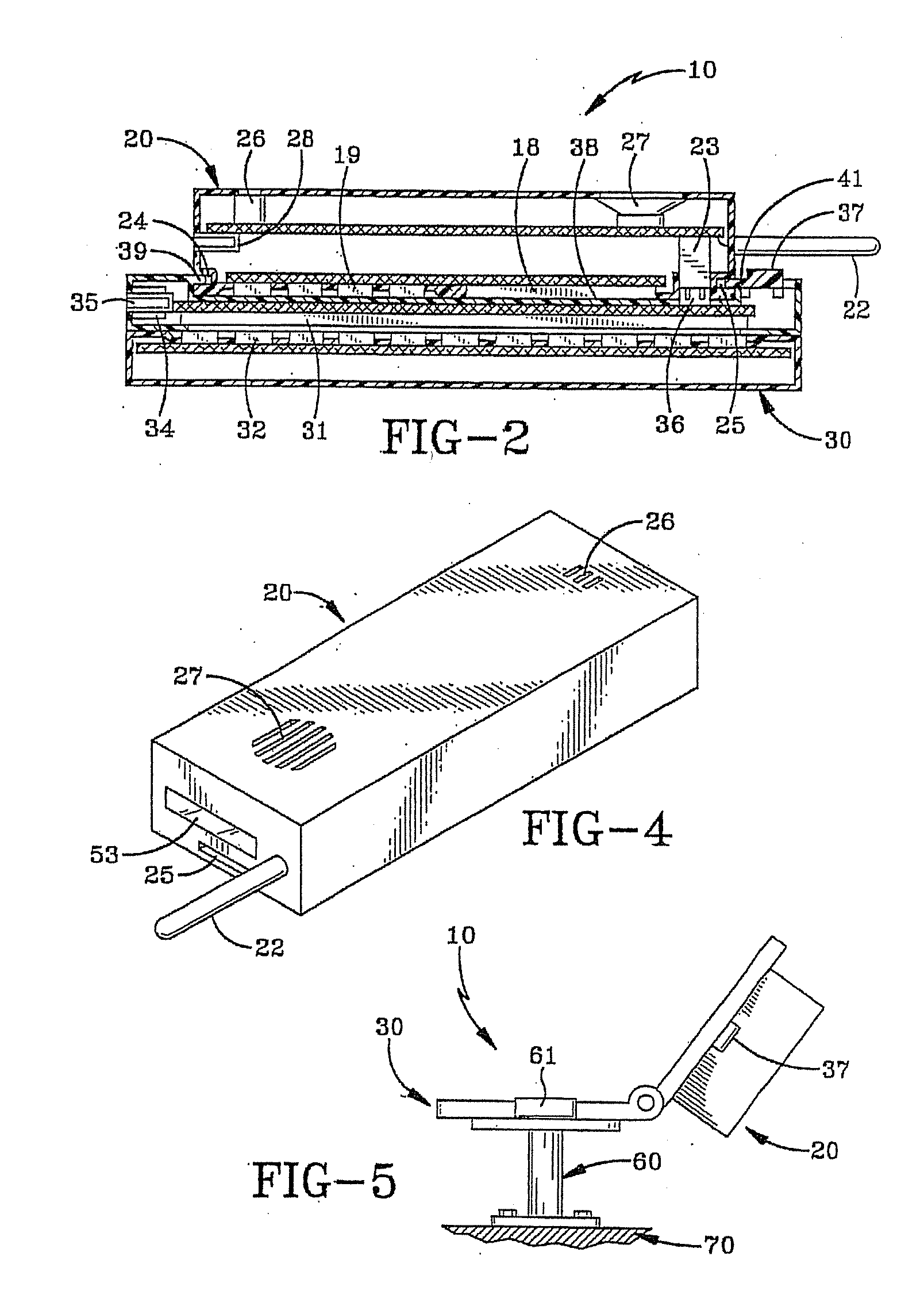 Portable computing, communication and entertainment device with central processor carried in a detachable portable device