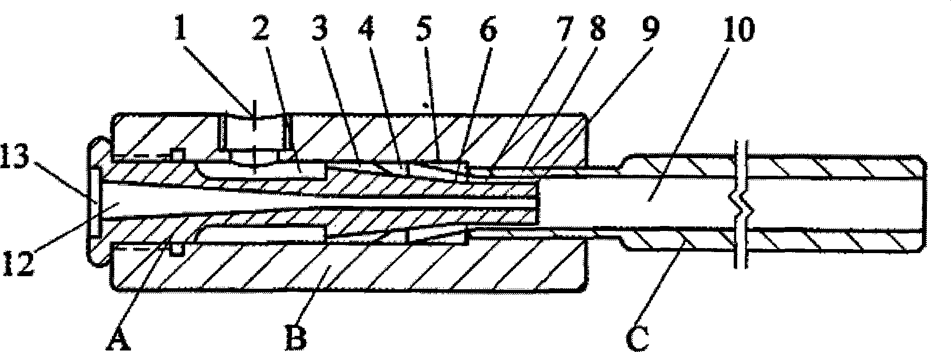 Special weft airflow acting force test device for main nozzle of jet loom