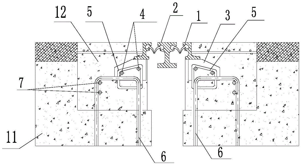 Bridge modular telescopic device anchoring structure