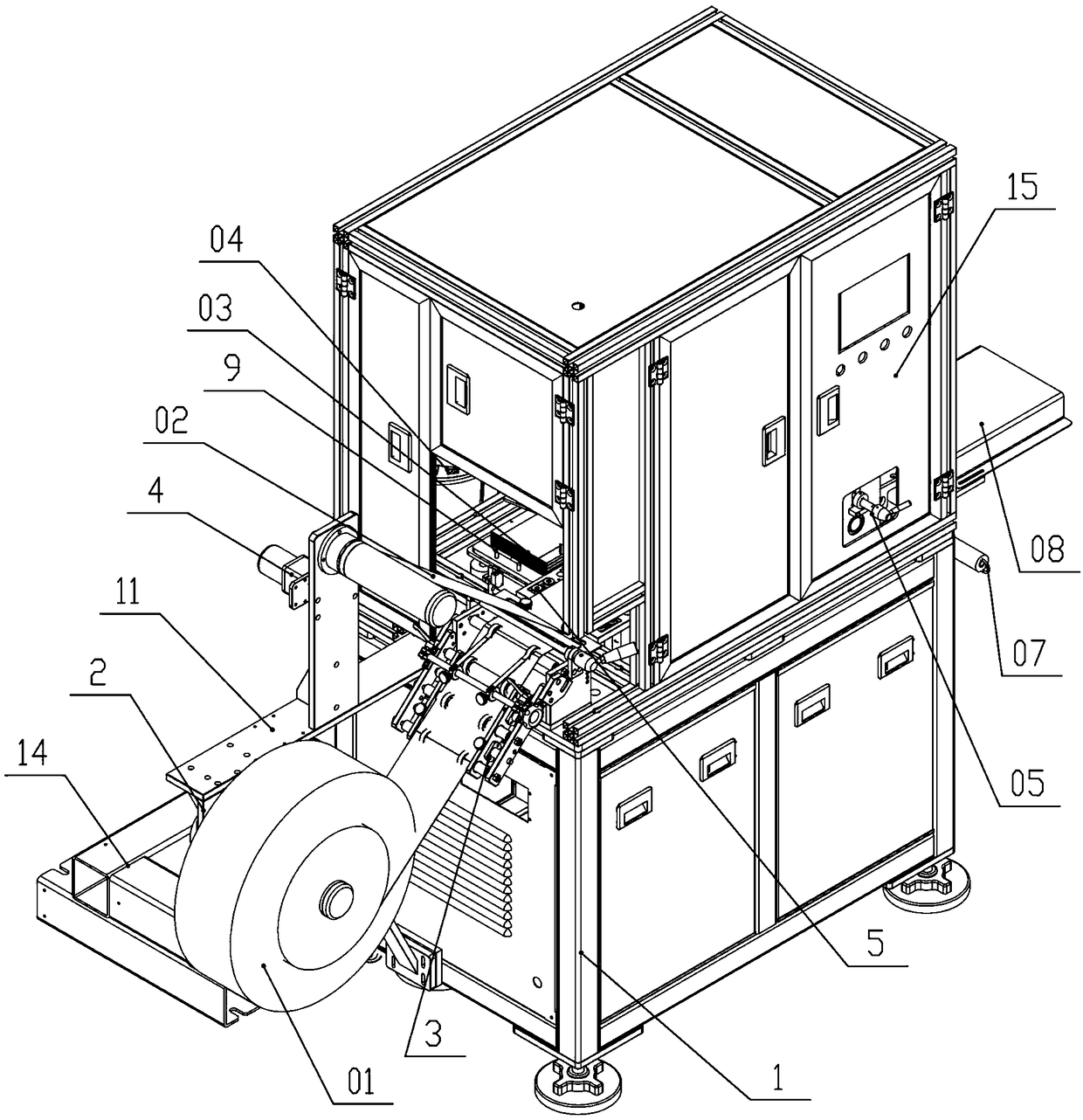 Roll type double-sided adhesive tape and sheet type aluminum foil attaching device