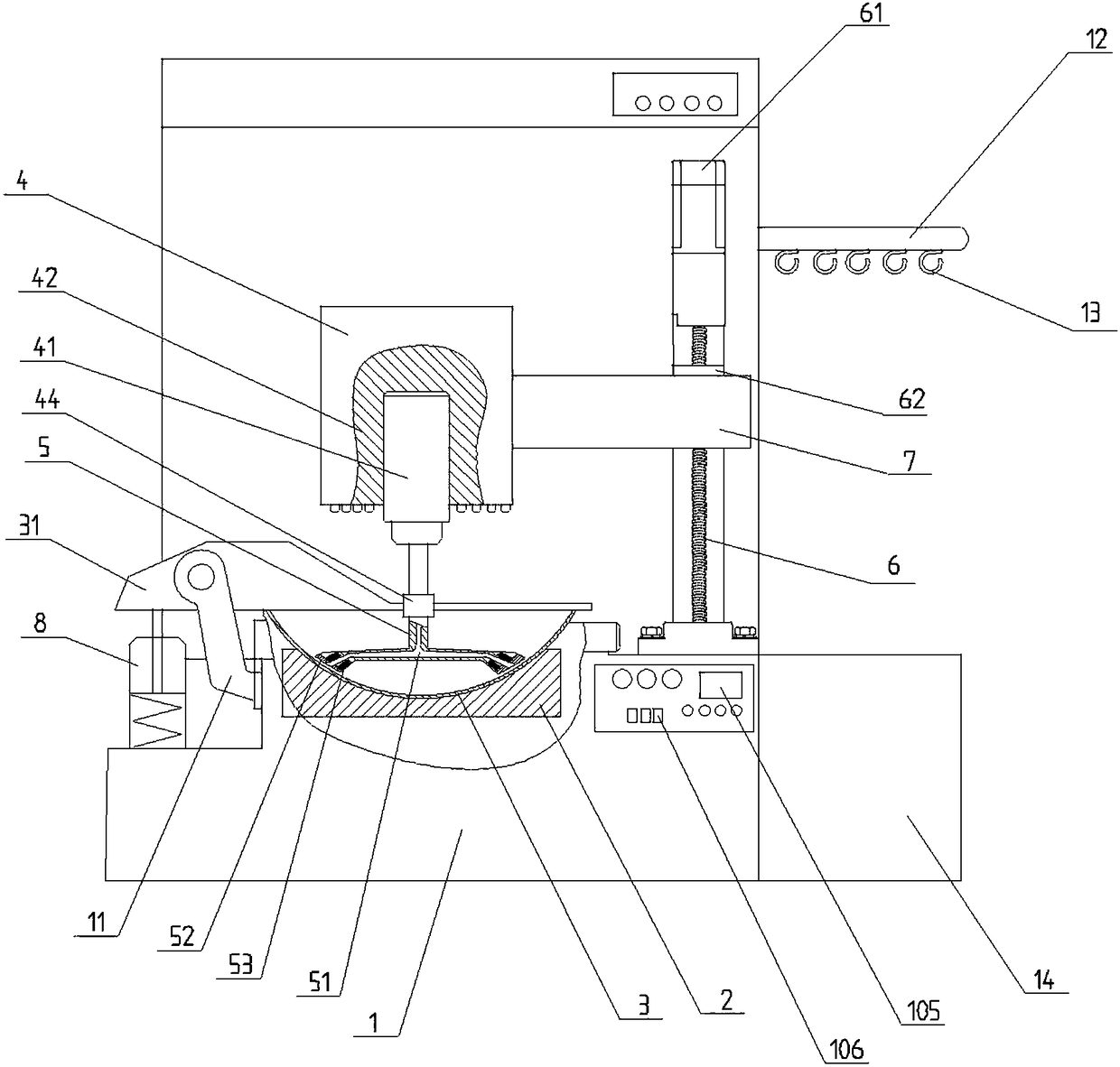 Air-blowing detachable slice for intelligent frying machine