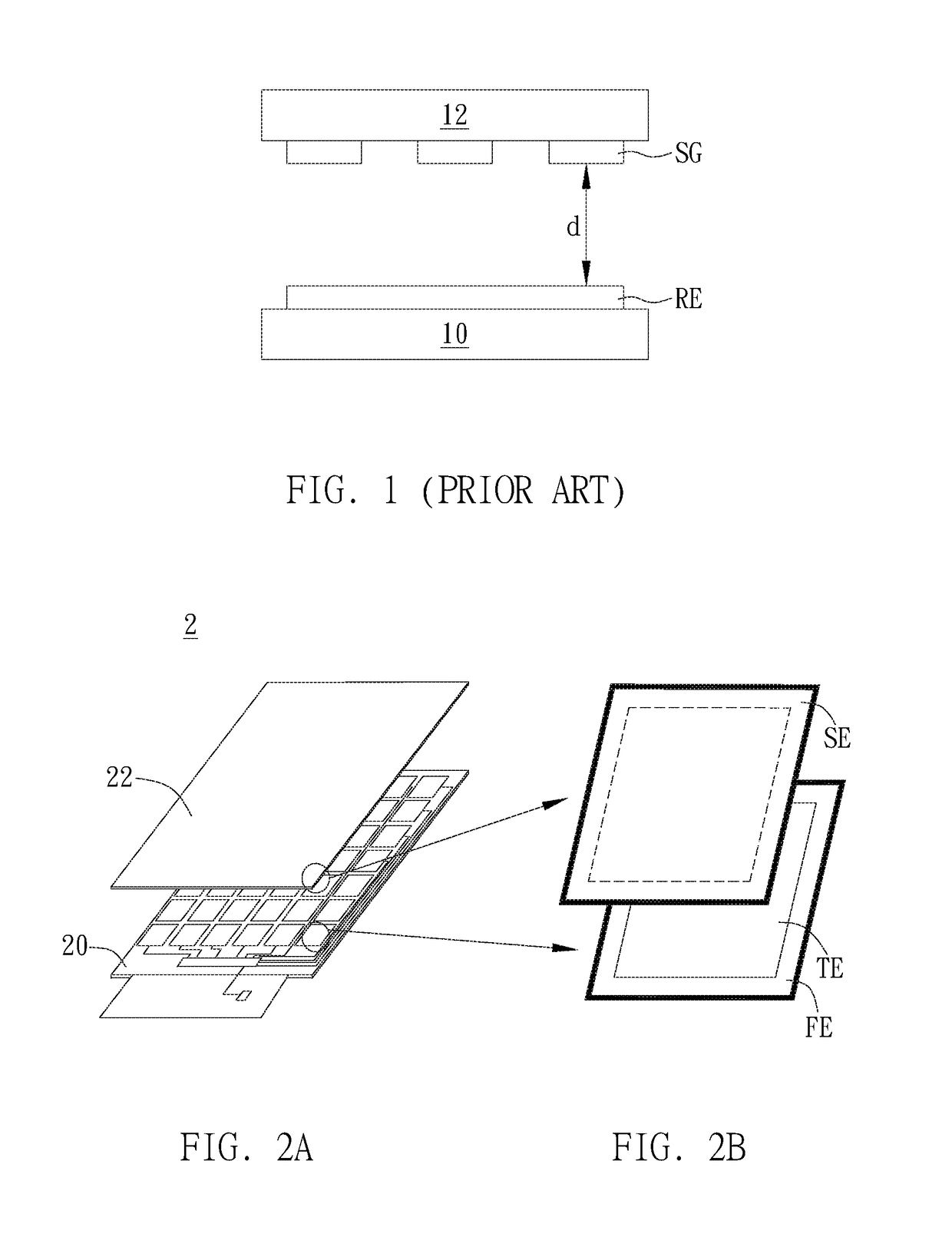 Capacitive force sensing touch panel