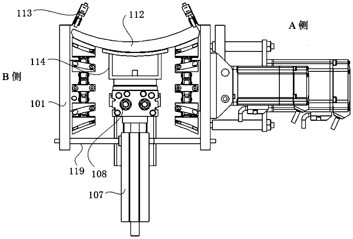 Non-equal-thickness drum brake pad outer arc grinding production line with automatic feeding and discharging functions