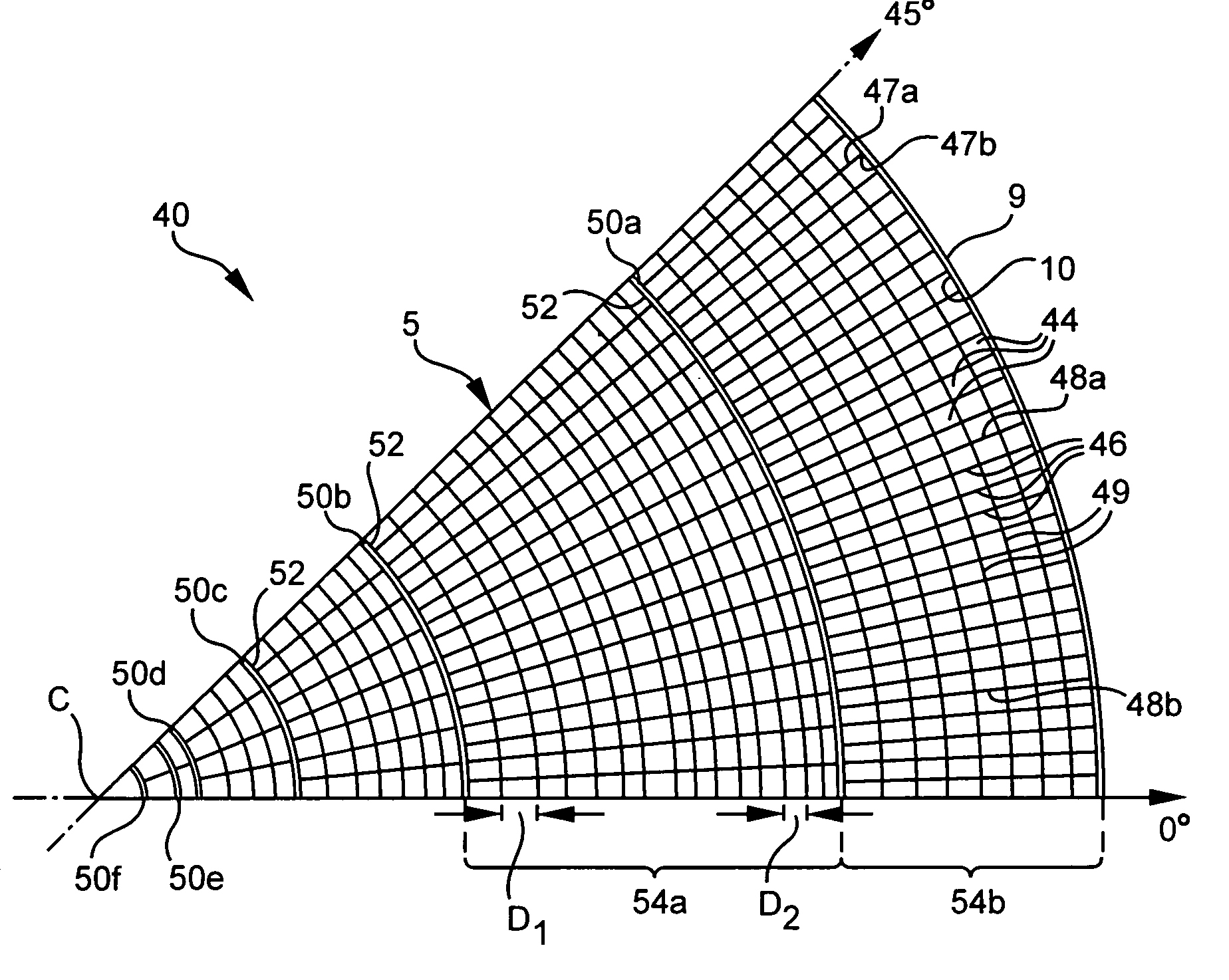 Radial cell ceramic honeycomb structure