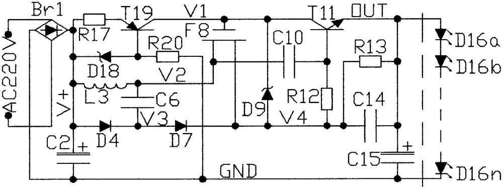 Non-isolating switching power supply with high efficiency and high current regulation ratio