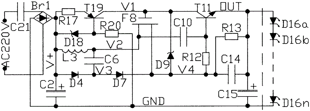 Non-isolating switching power supply with high efficiency and high current regulation ratio