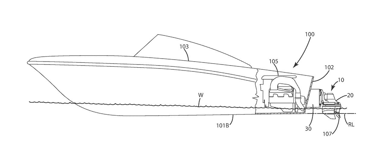 Watercraft adjustable shaft spacing apparatus and related method of operation