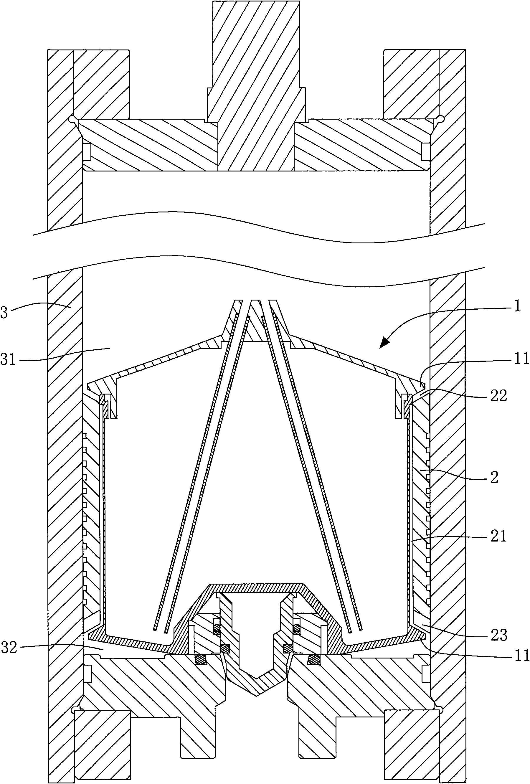 Floating ball sliding sleeve device of energy accumulator