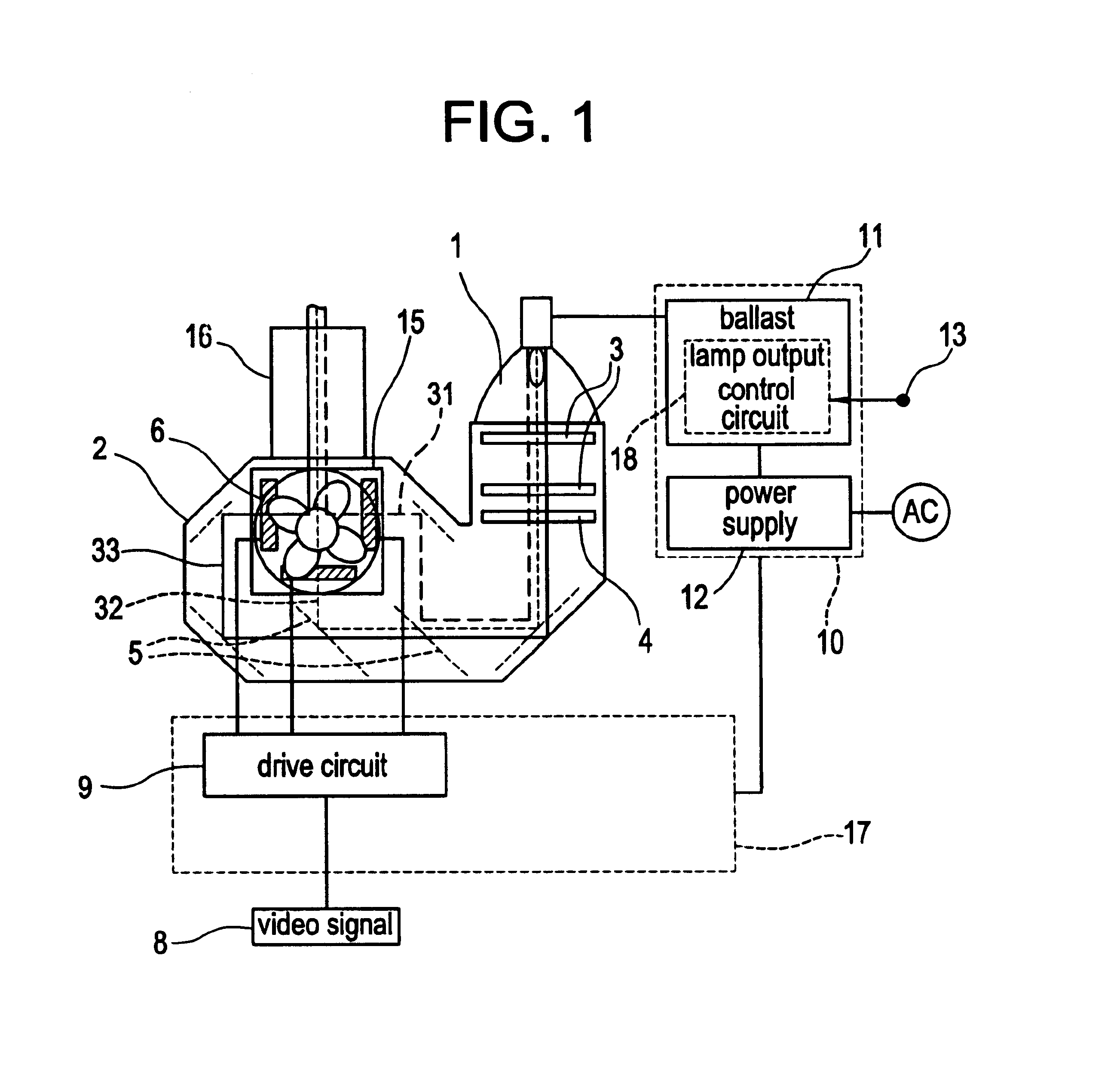 Projector with light source having variable brightness based on detected temperature information