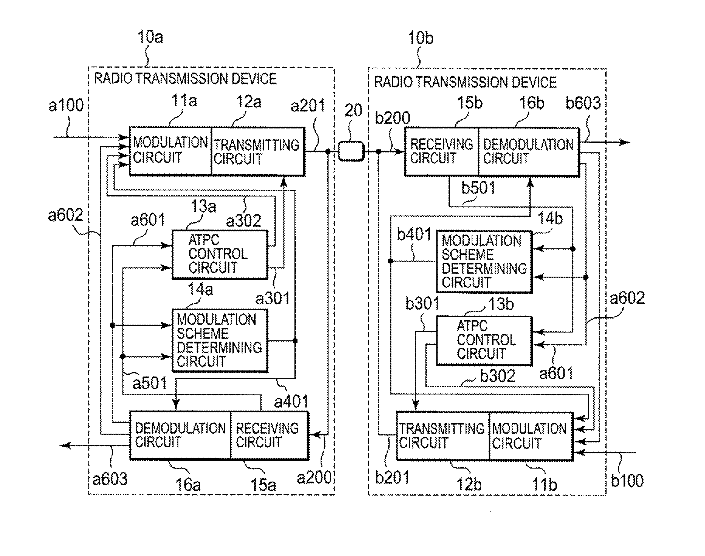 Radio transmission device, method for determining modulation system, and recording medium therefor