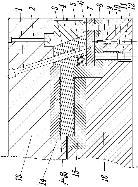 Floating type sliding block core pulling and demoulding mechanism