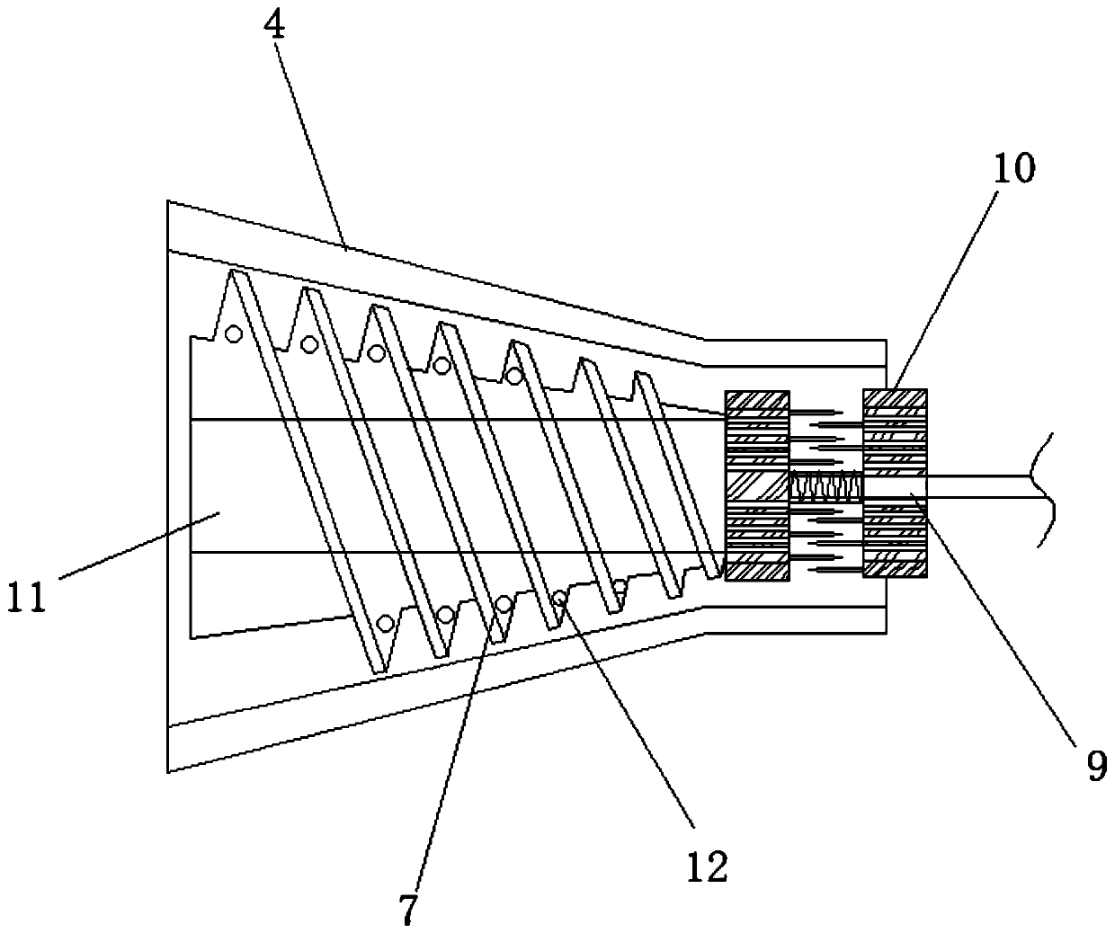 Variable-diameter crushing type dry powder fire extinguisher and fault elimination method thereof