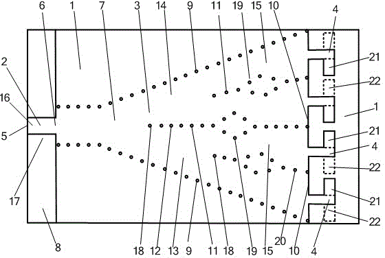 Thin-substrate phase amplitude correction oscillator difference beam planar horn antenna