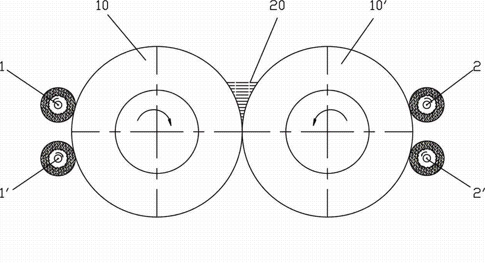 Method and device for cleaning surface of dual-roller thin-strip casting roll