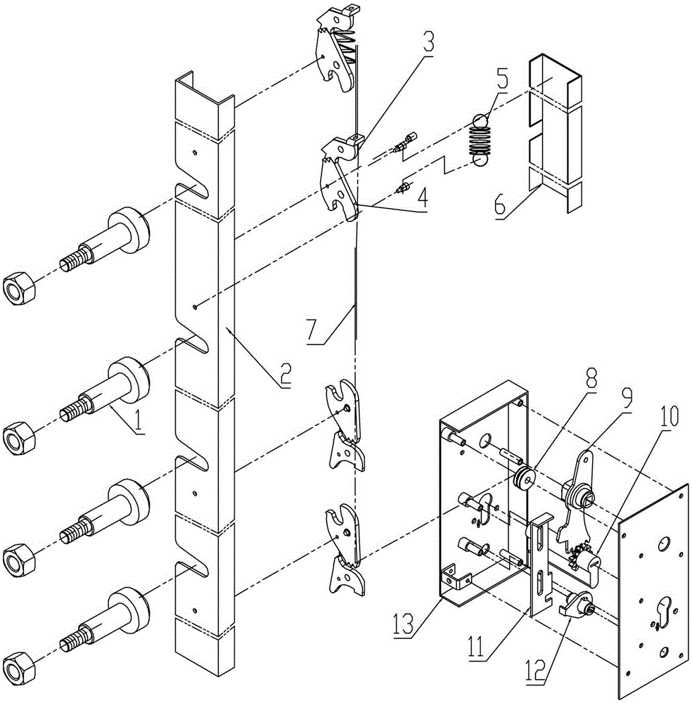 Three-gear integrated hook lock and locking method thereof