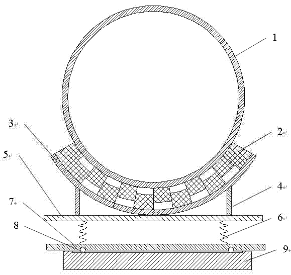 Double-layer vibration damper with temperature varying pipeline capable of stretching freely