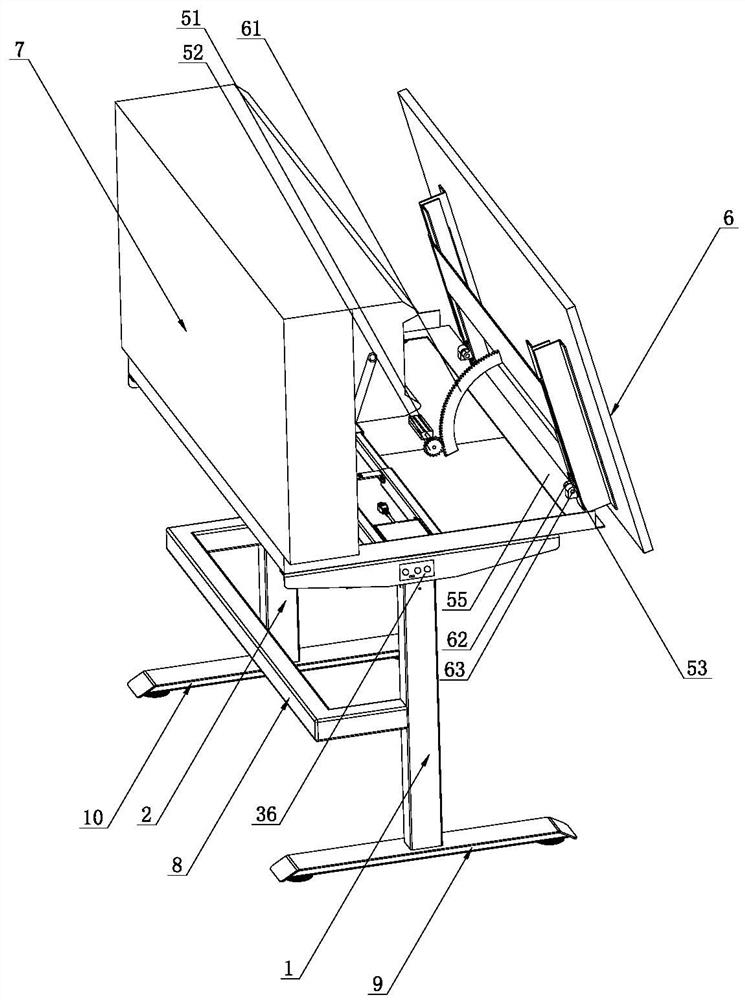 Household intelligent study desk with lifting bookshelf