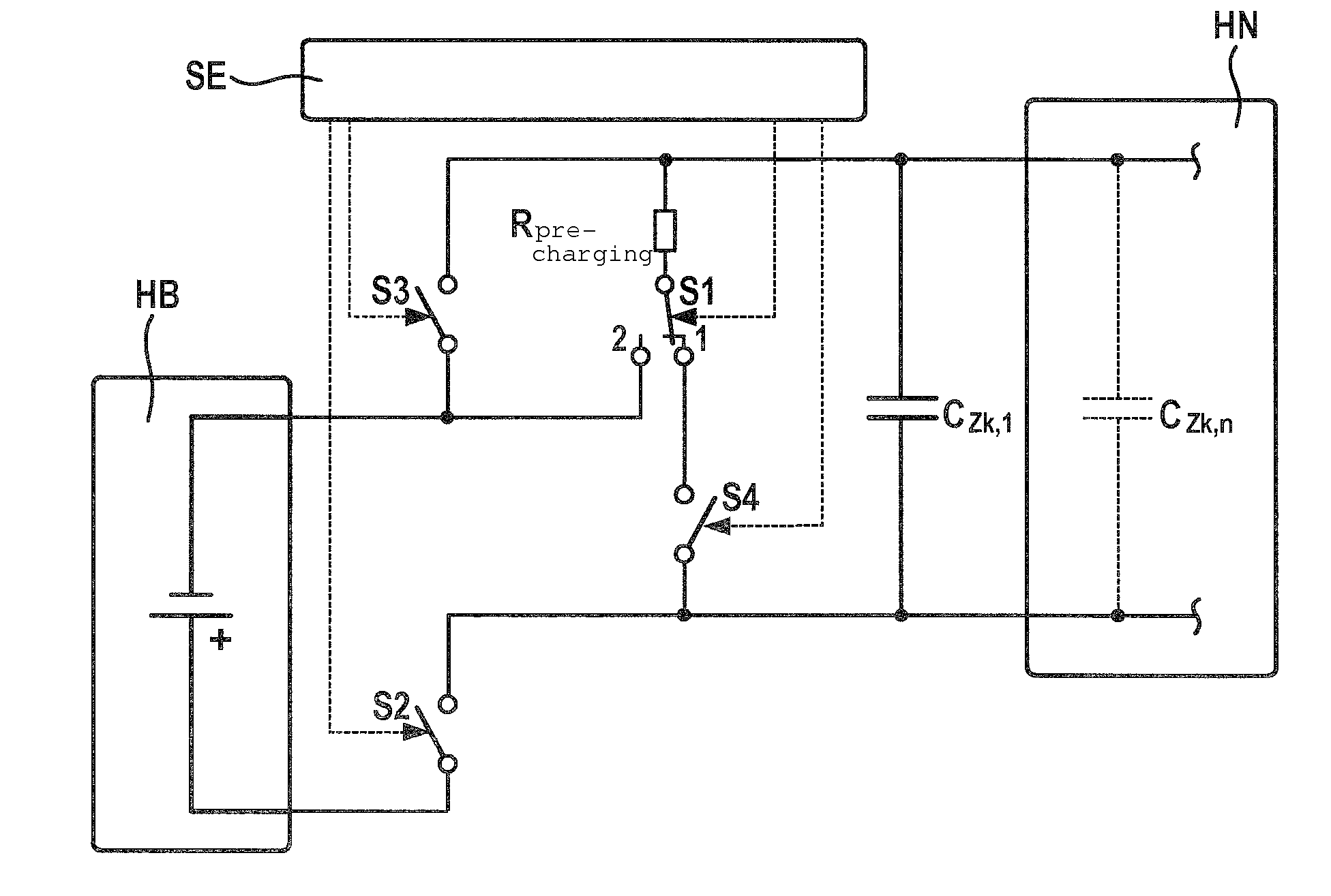 Method and device for limiting the starting current and for discharging the DC voltage intermediate circuit