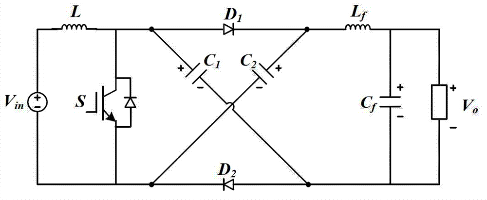 Main circuit structure eliminating right half plane zeros of boost DC-DC (Direct Current - Direct Current) converter and method for determining parameters thereof