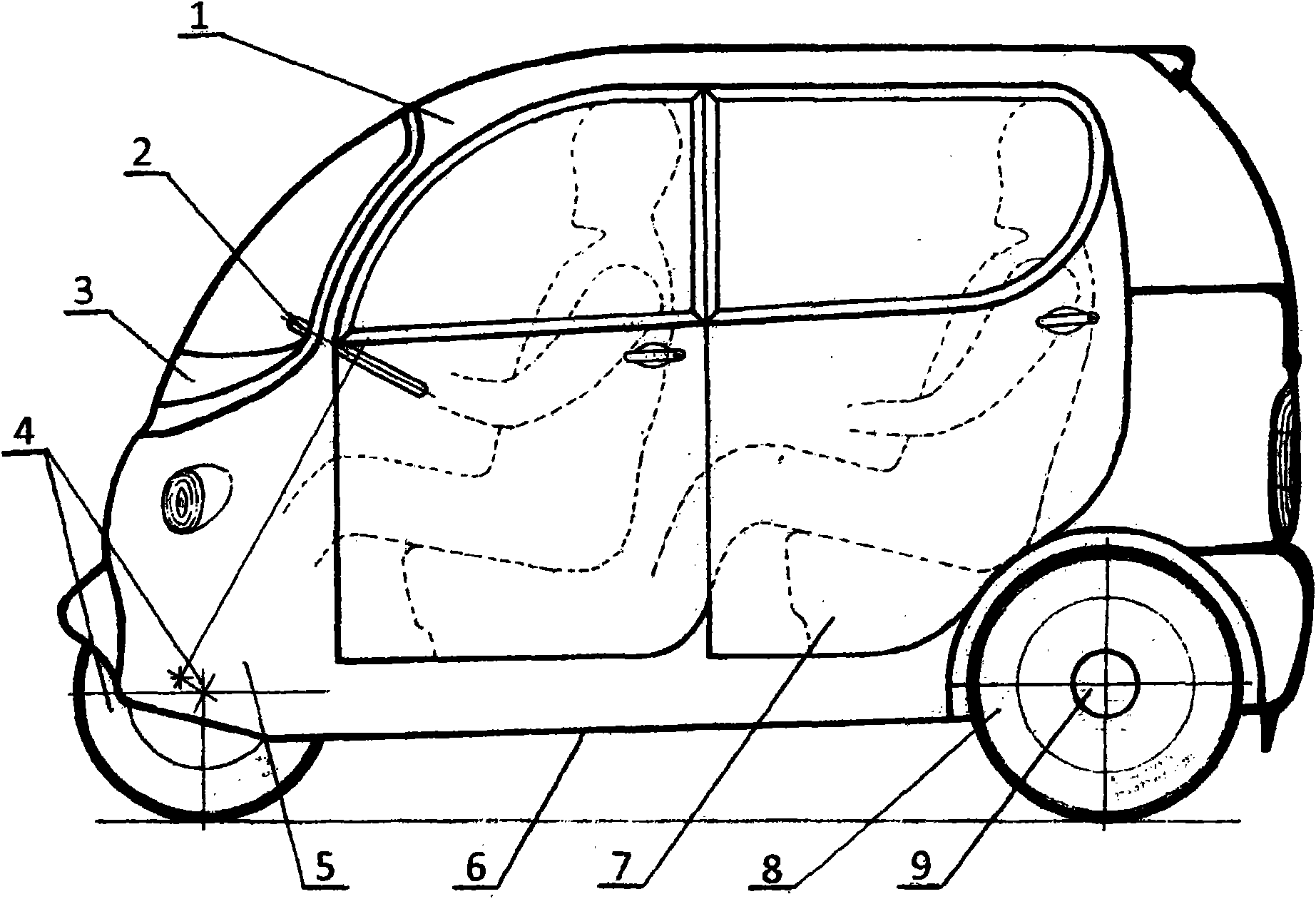 Miniature hydraulic three-wheeled automobile