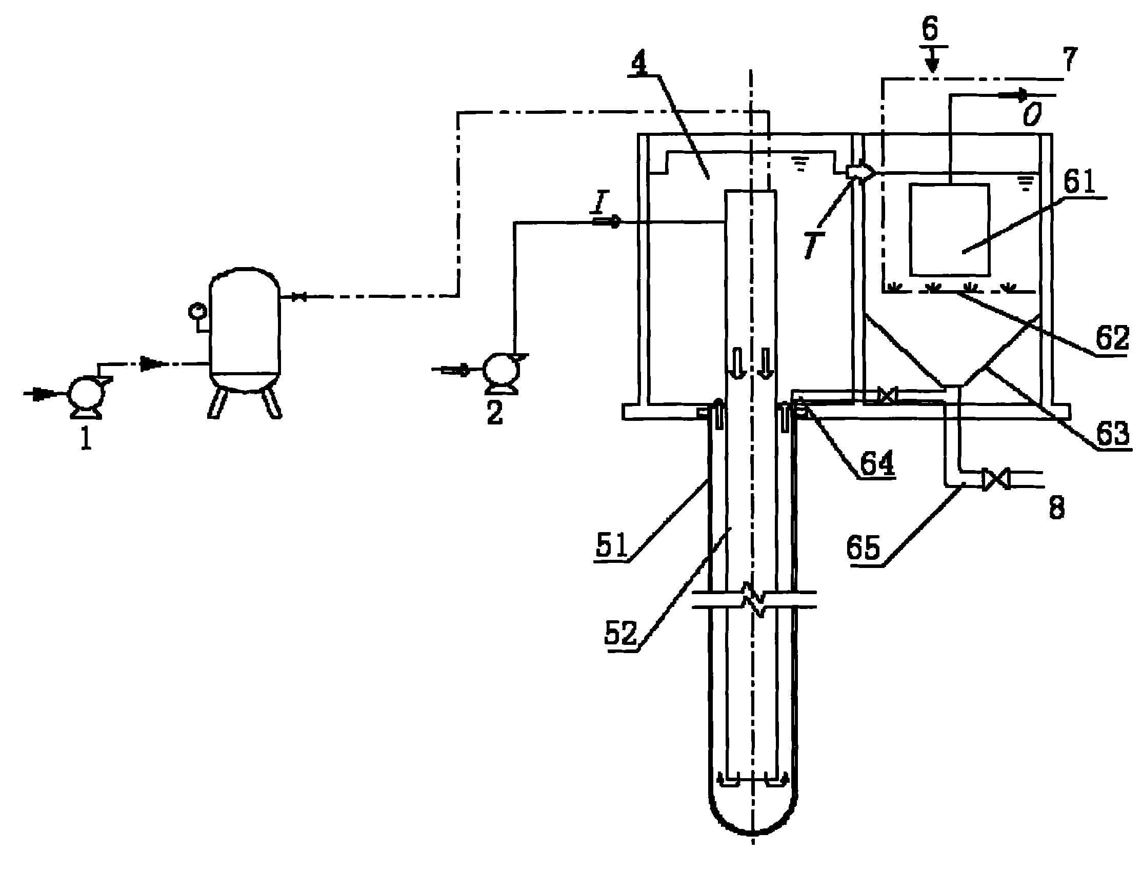 Deep well aeration film bioreactor waste water treatment process and apparatus