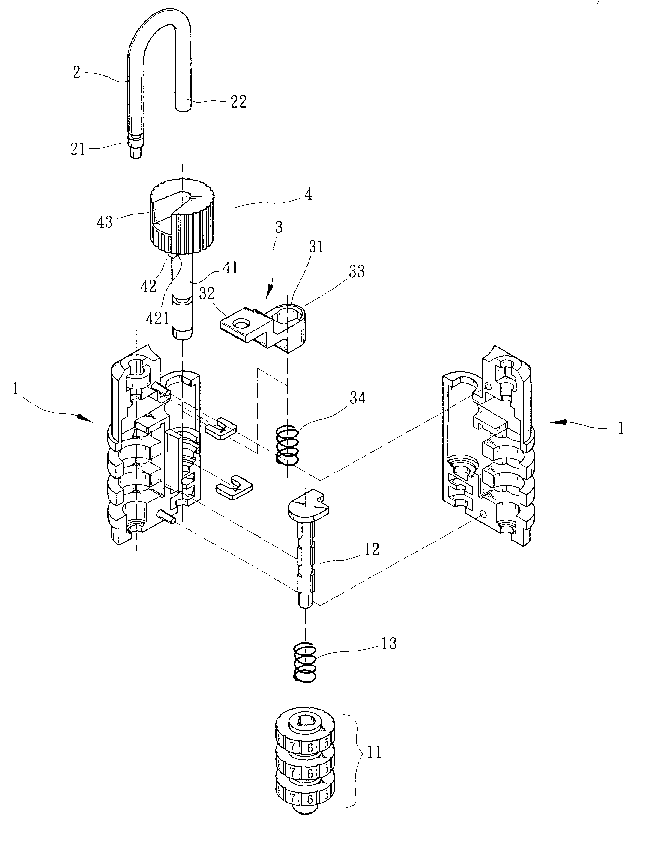 Numeral lock structure