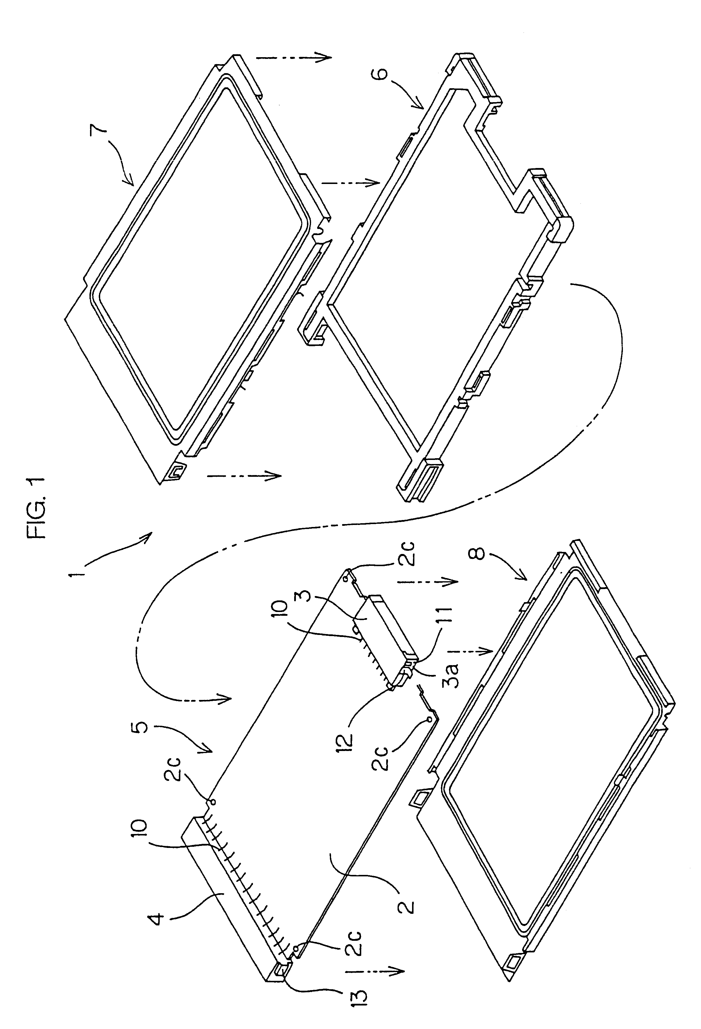 Frame kit for PC card, PC card, and method of manufacturing PC Card