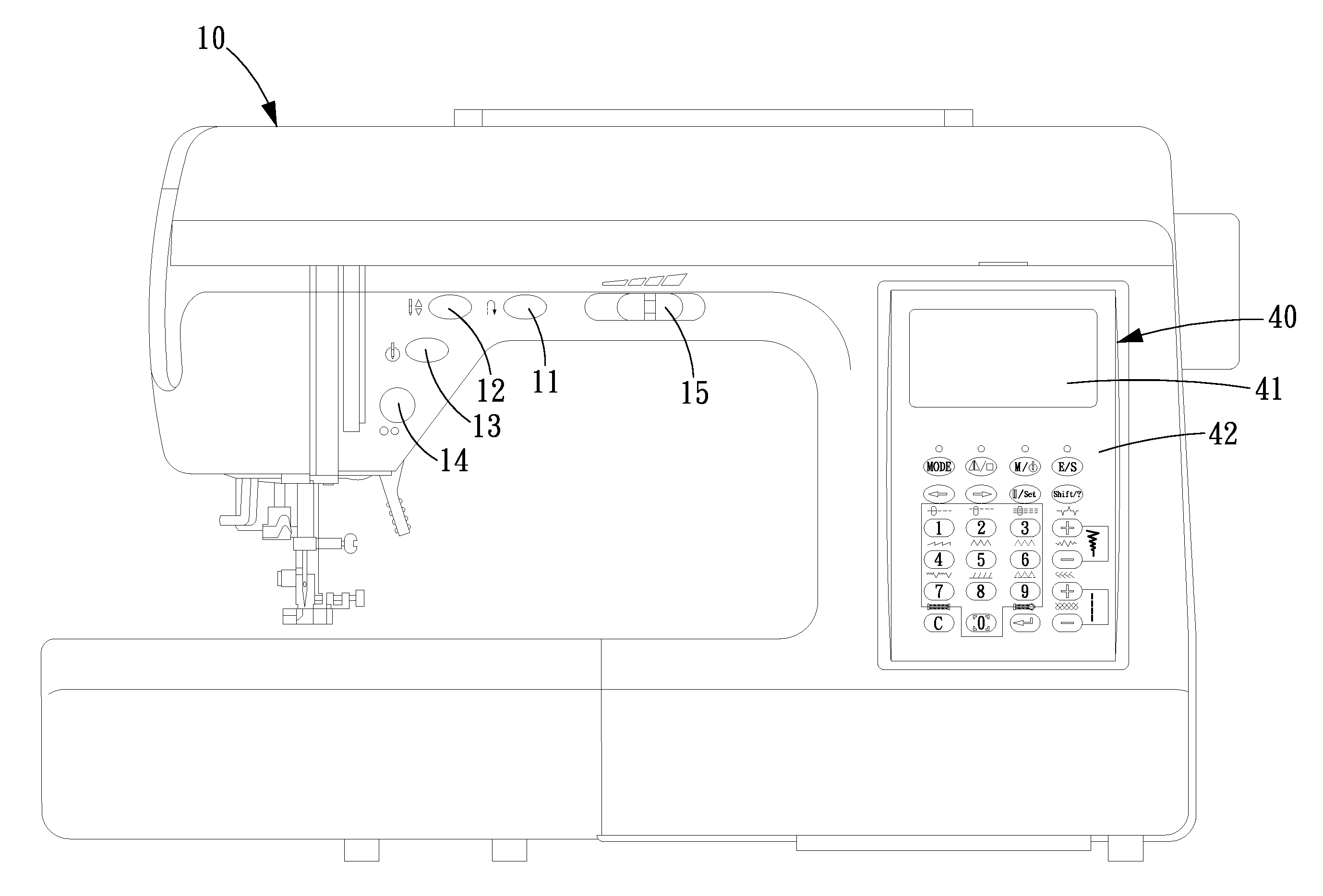 Method and device for controlling sewing patterns of a sewing machine