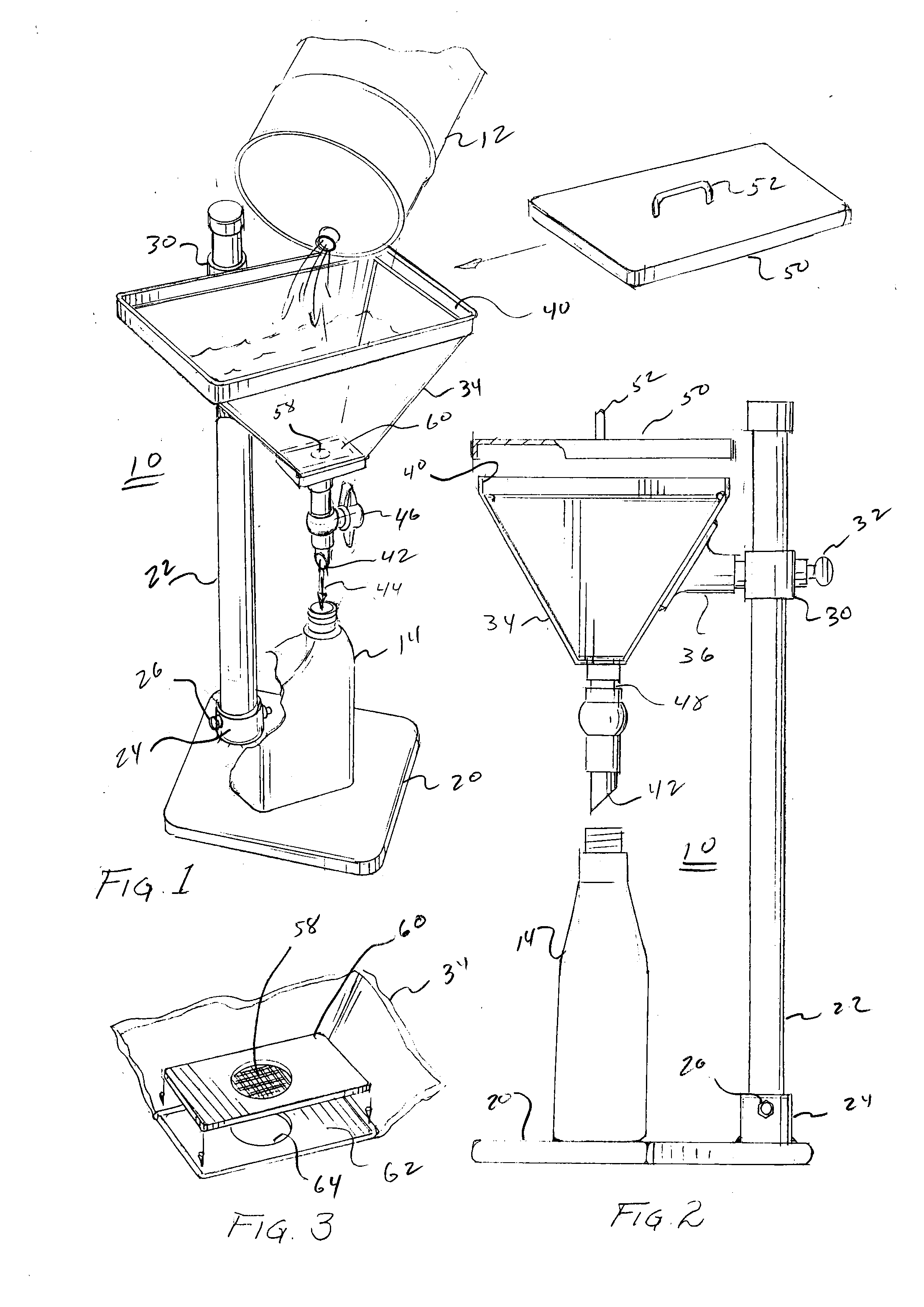 Dismantleable apparatus for transferring fluids between containers