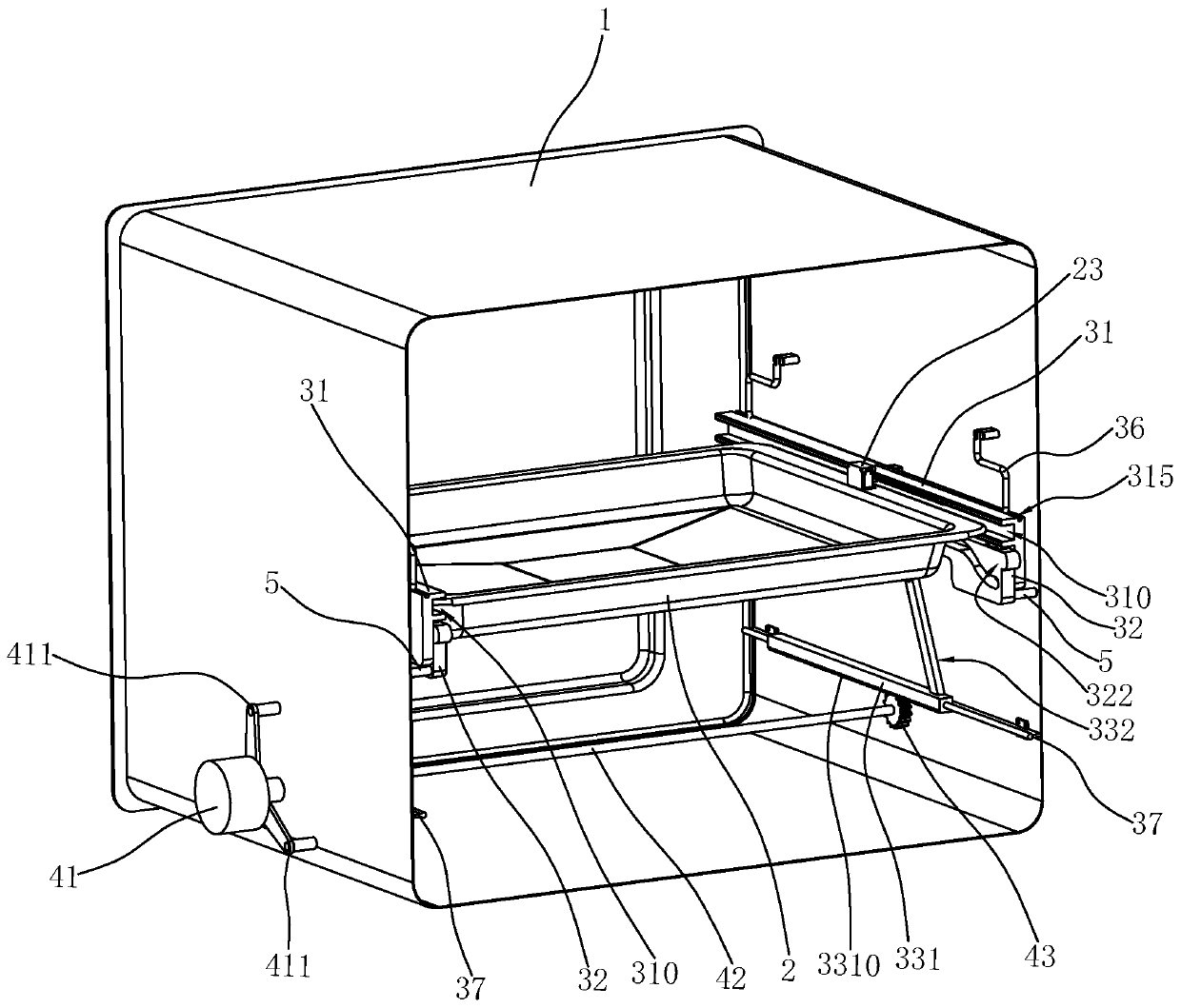 Oven realizing stable move-out of baking plate