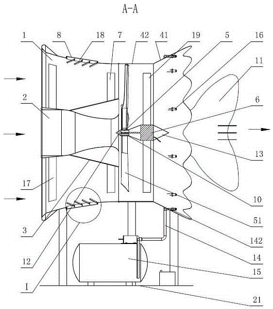 Straight-through narrow tube wind power generation system