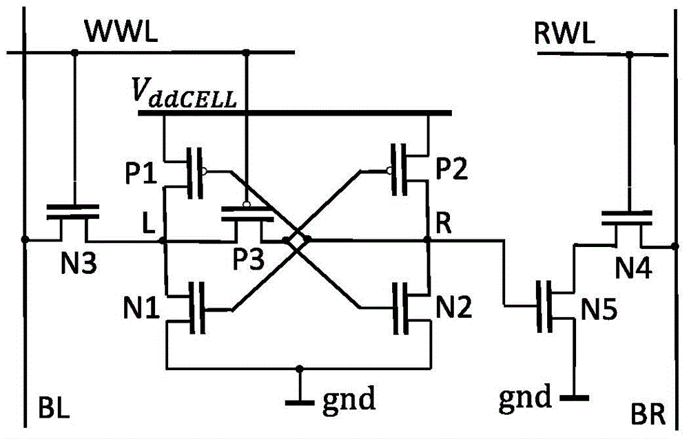 Near-threshold 8-tube static random memory unit