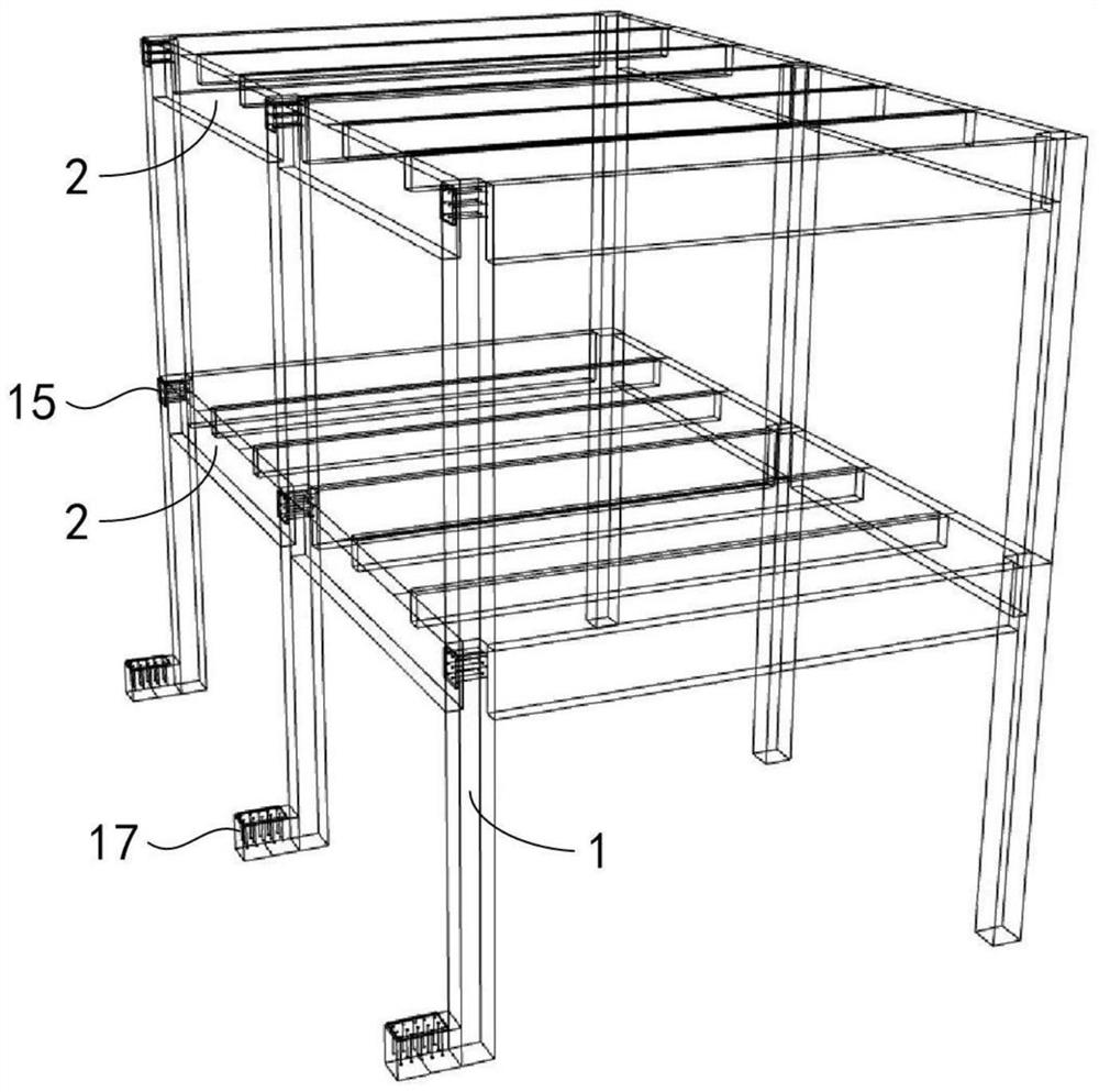 Large rockery outer package first-layer supporting structure and construction method thereof