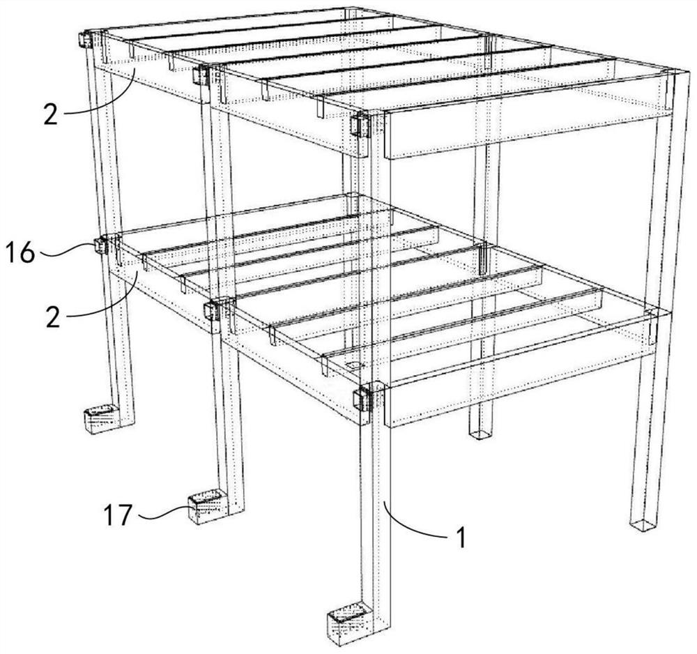 Large rockery outer package first-layer supporting structure and construction method thereof