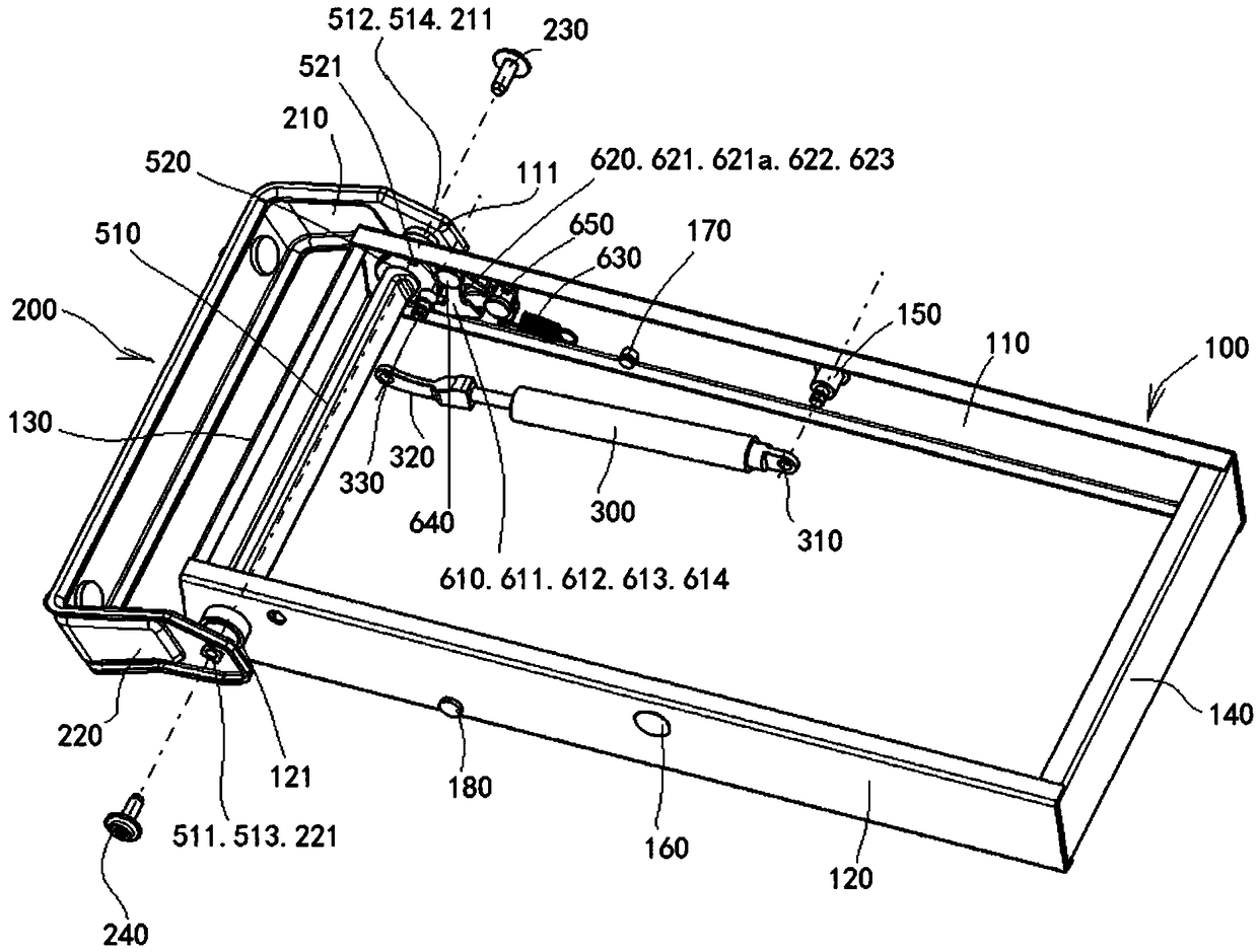 Embedded buffering closing-assisted locking mechanism for large-sized armrest