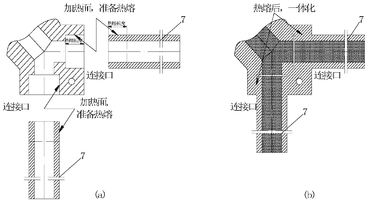 Hot melting based X-type cold and hot water cross connecting block and cold and hot water pipe parallel laying system