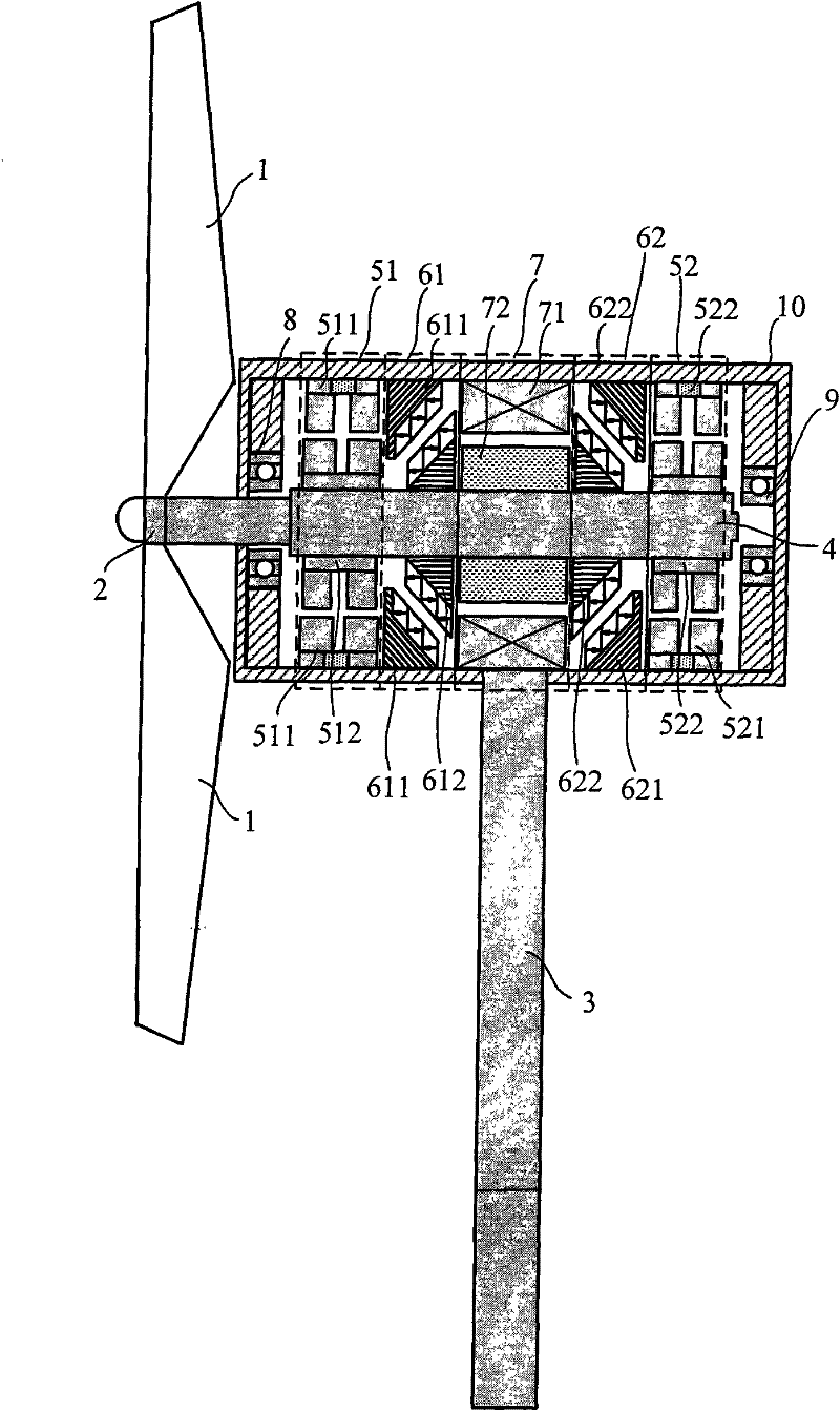 Horizontal shaft magnetic suspension wind driven generator