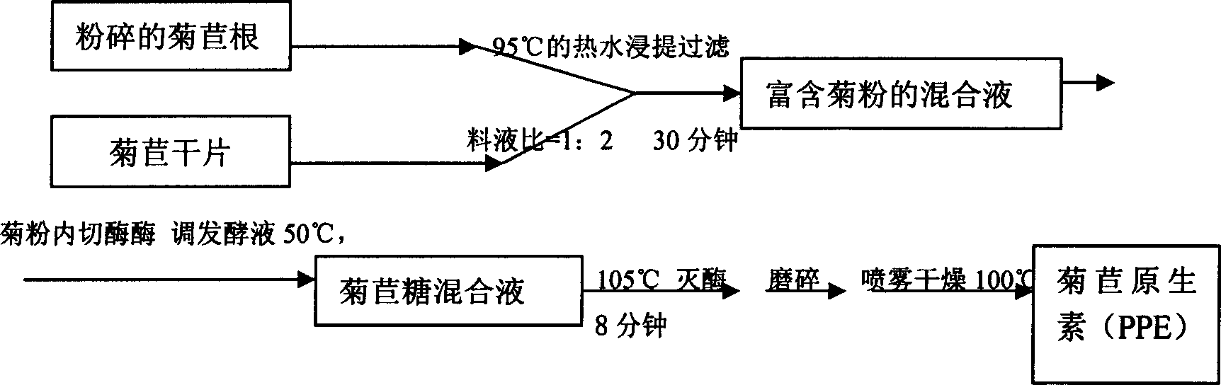 Technique for producing fruit sugar by using chicory to carry out hydrolysis