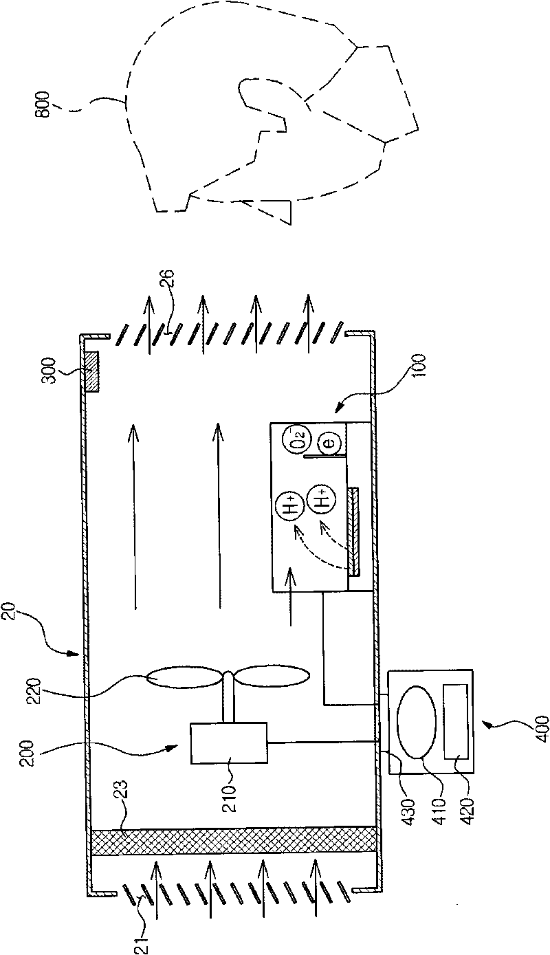 Device for improving action of head and device for preventing skin aging