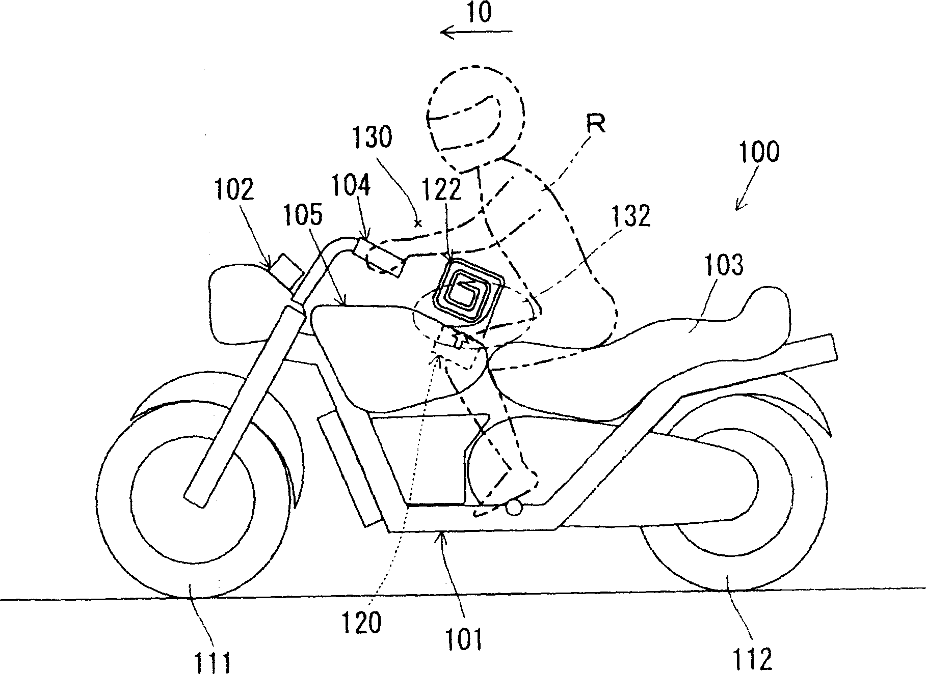 Airbag apparatus motorcycle with airbag apparatus