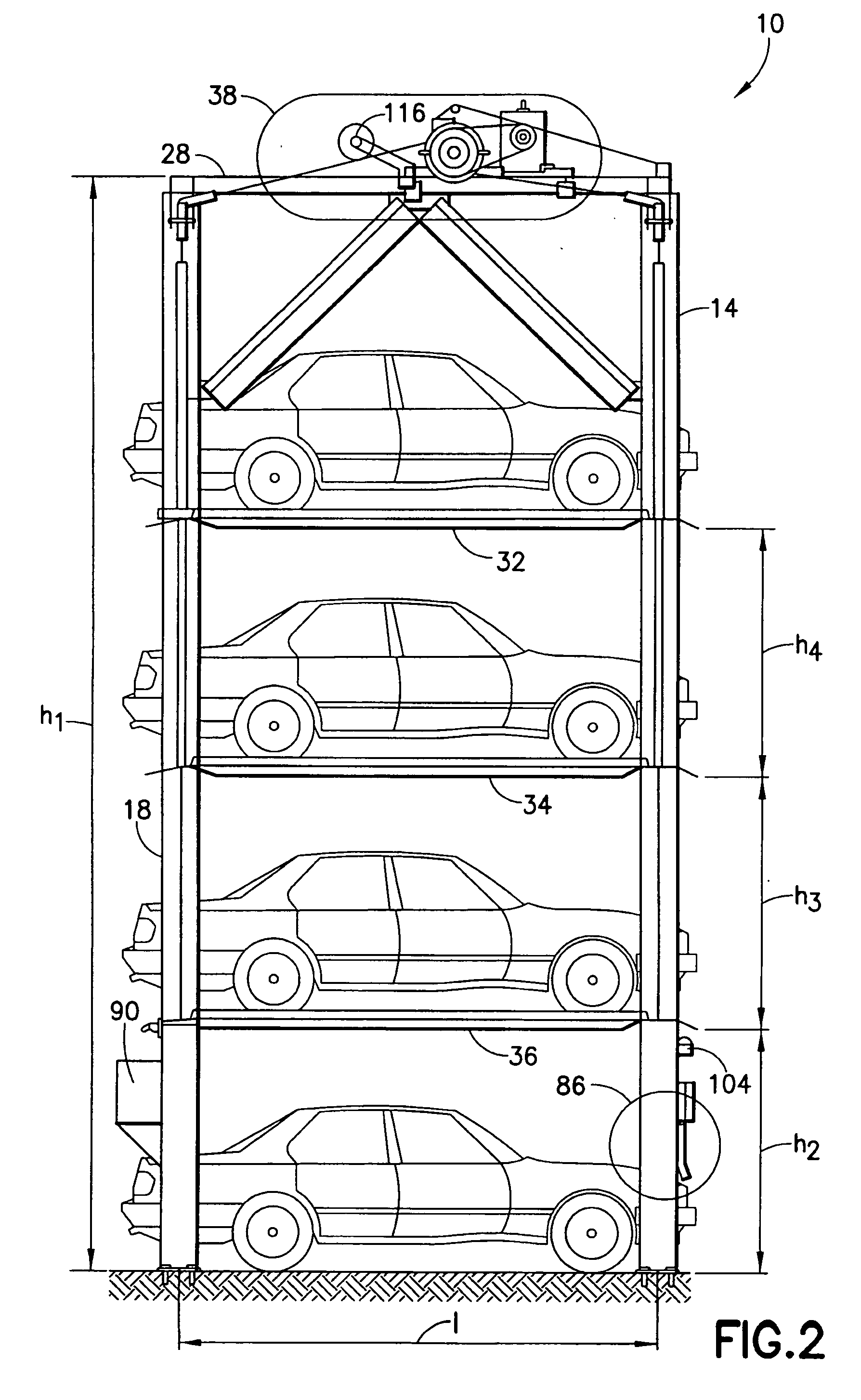 Quadruple vehicle parking system