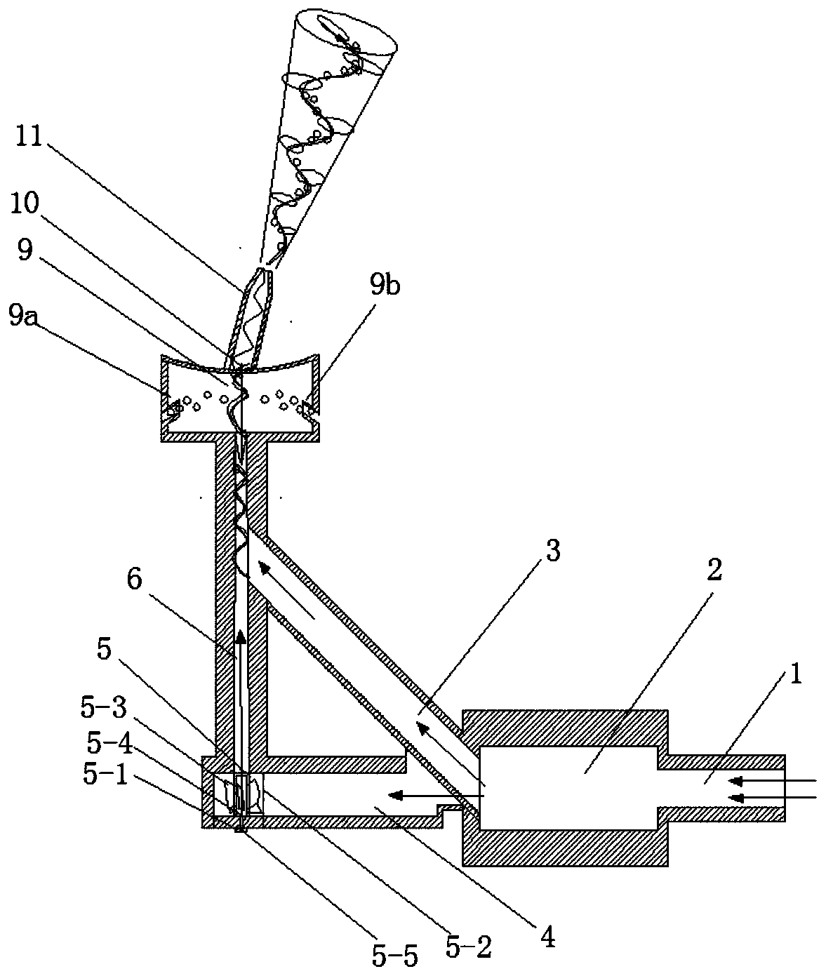 Low-pressure rotational flow bubble type nozzle