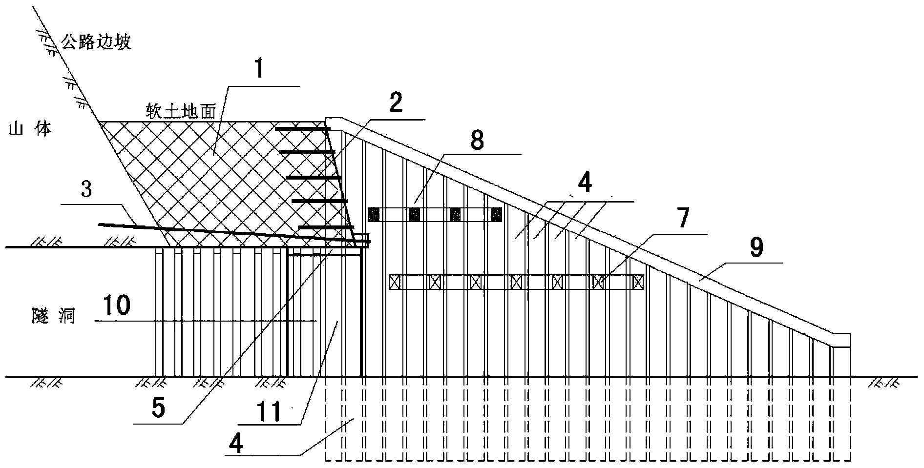 Supporting structure of tunnel opening of power plant circulating water system and construction method