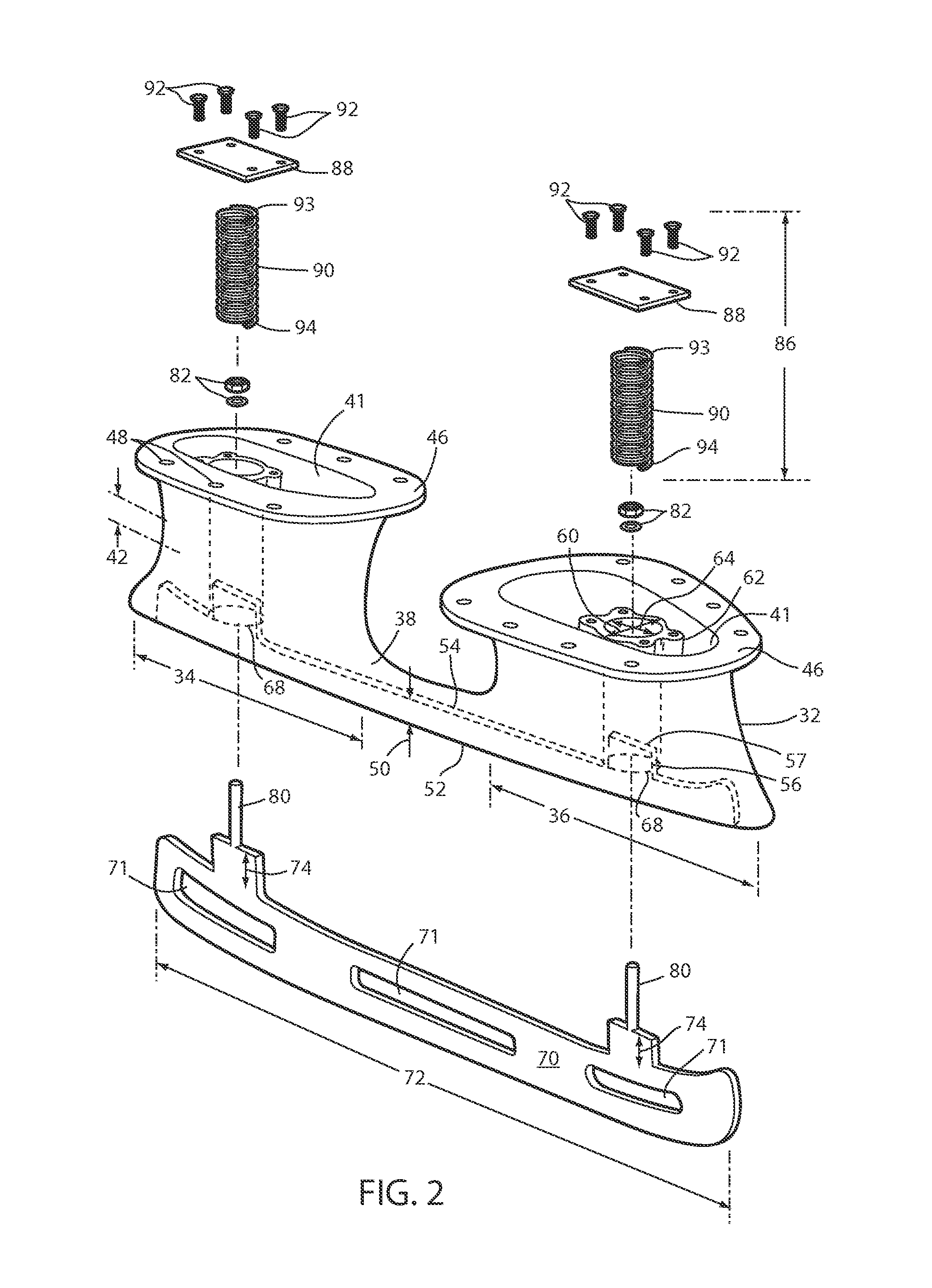 Skate suspension system and method of assembly