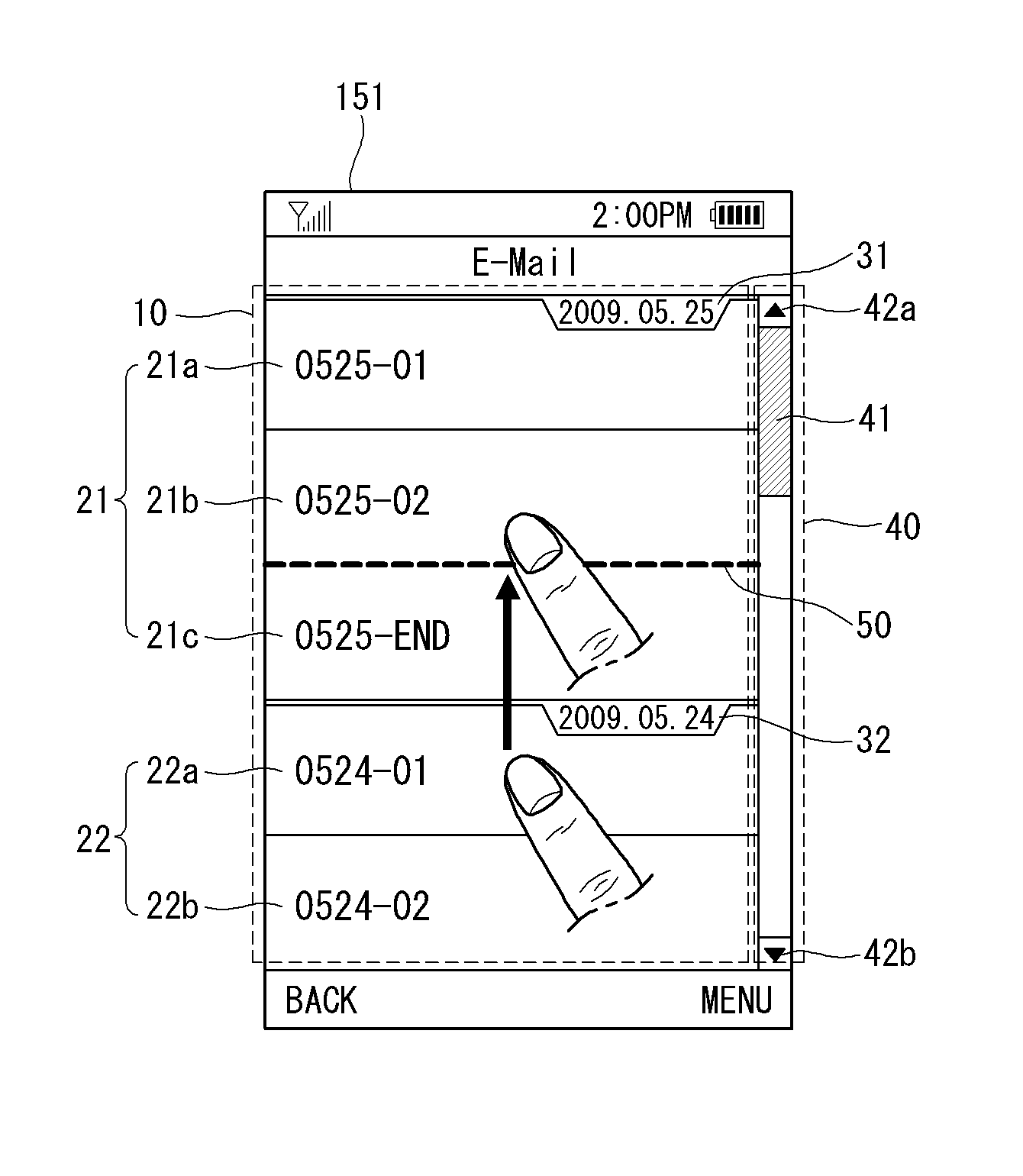 Mobile terminal and method of displaying information in mobile terminal