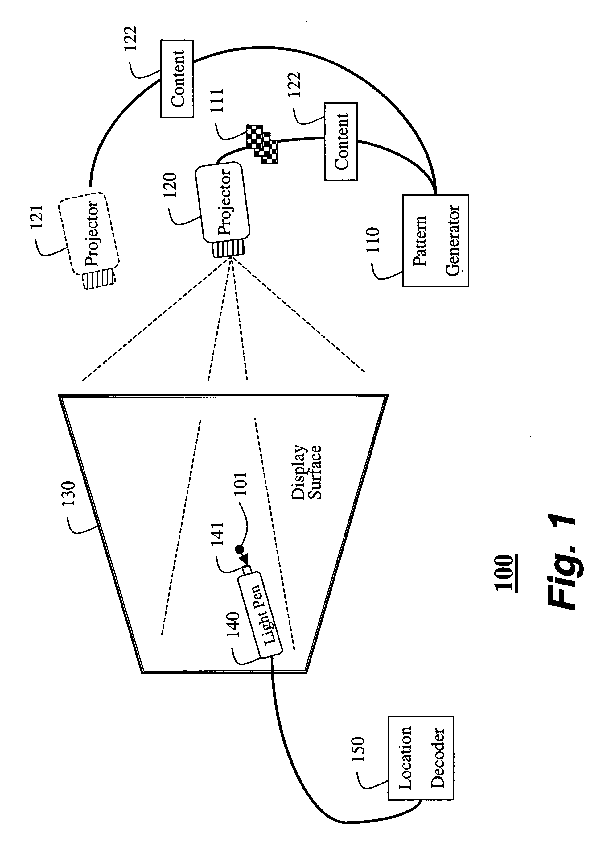 Light pen system for pixel-based displays