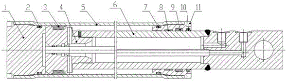 Composite carbon fiber oil cylinder with oil on inner hole of piston rod