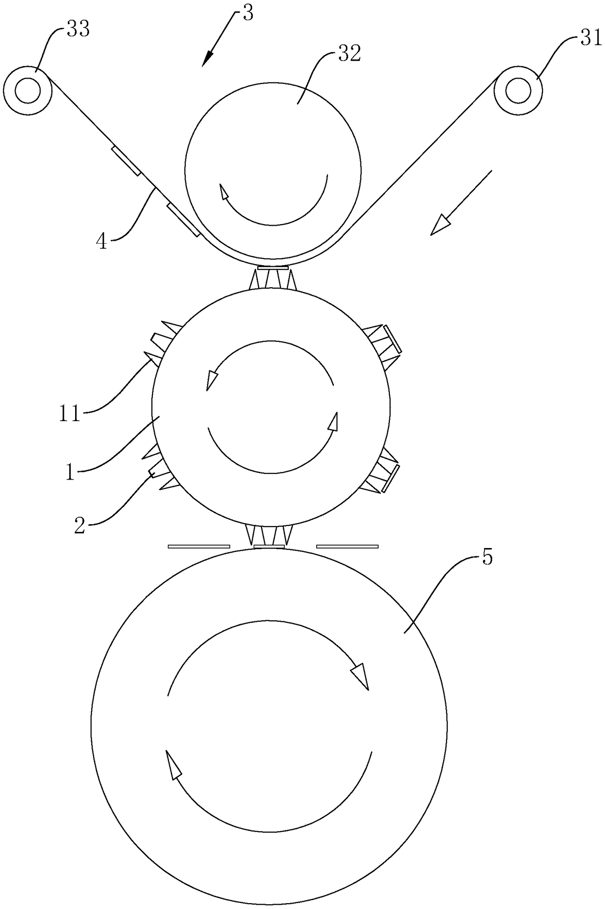 Mold cutting roller device with waste discharging function