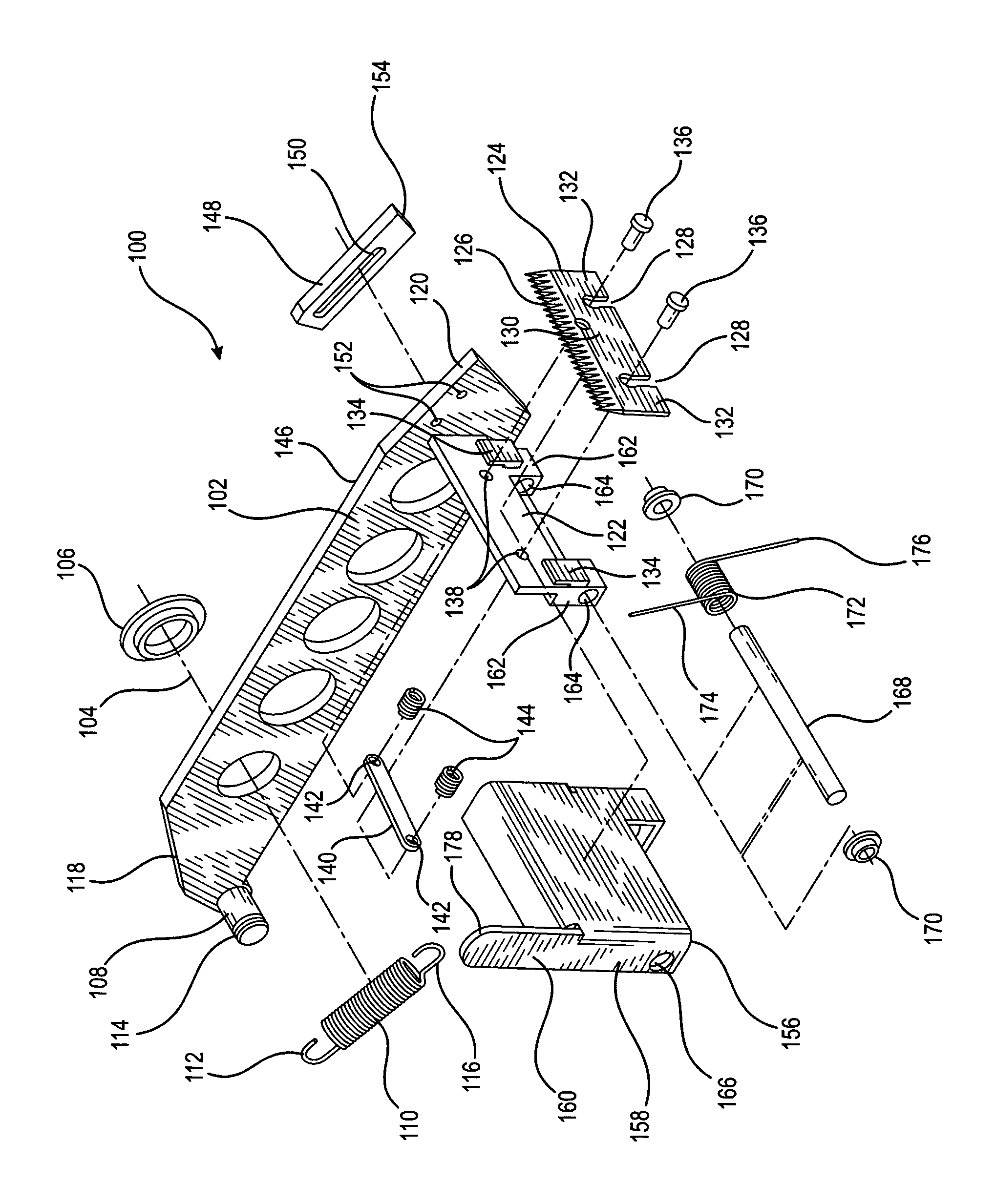 Quick change knife blade assembly for a tape roll dispensing cartridge assembly of a case sealing machine